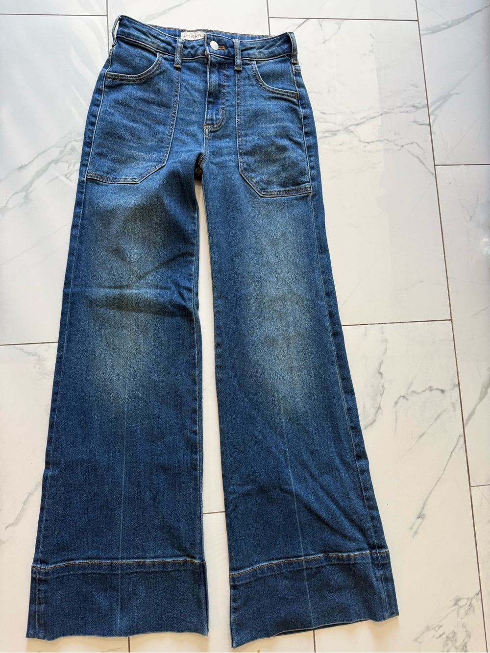 Pilcro Wide-Leg Denim Jeans in Classic Blue